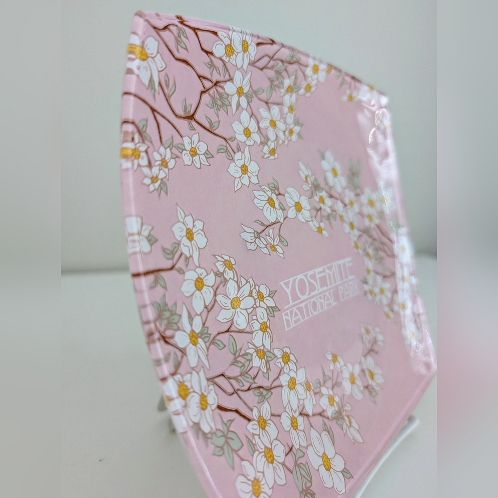 Yosemite National Park Glass Plate Dish Ahwahnee Dogwood Blossoms Square Cali - Picture 7 of 15